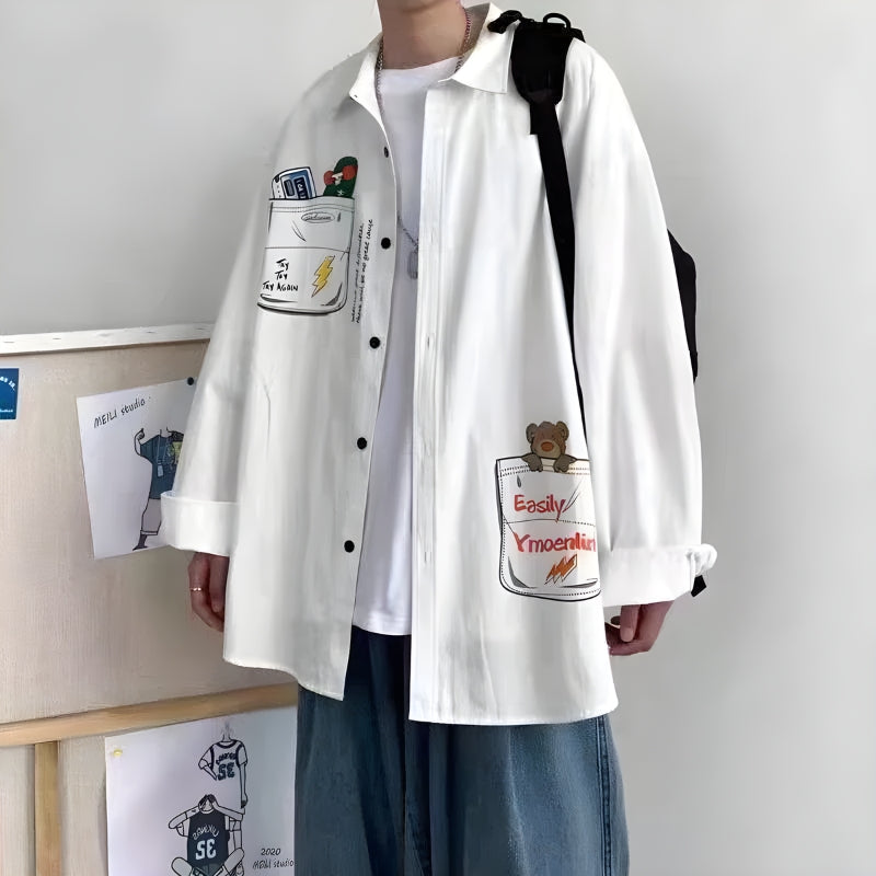 Bear & Skateboard Detailed Shirt - KAYSMAR