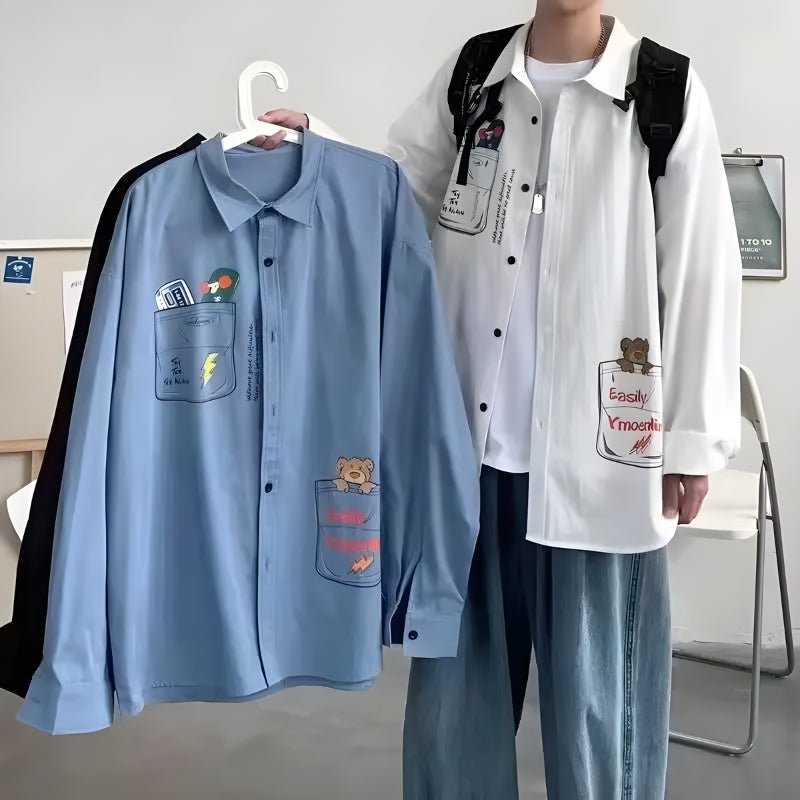 Bear & Skateboard Detailed Shirt - KAYSMAR