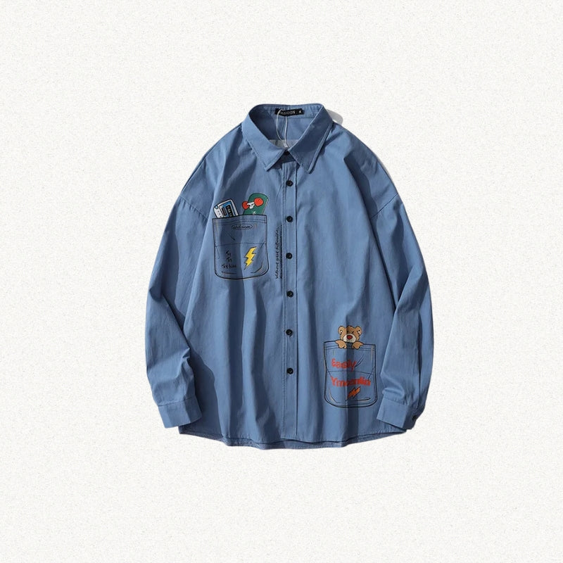 Bear & Skateboard Detailed Shirt - KAYSMAR