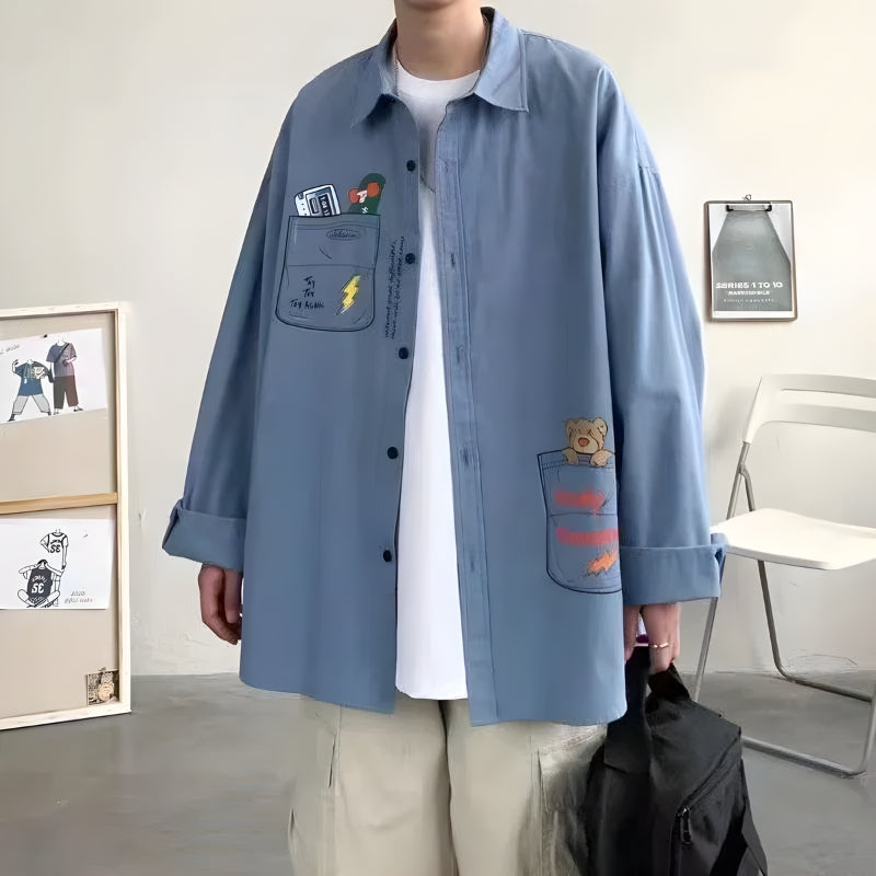 Bear & Skateboard Detailed Shirt - KAYSMAR