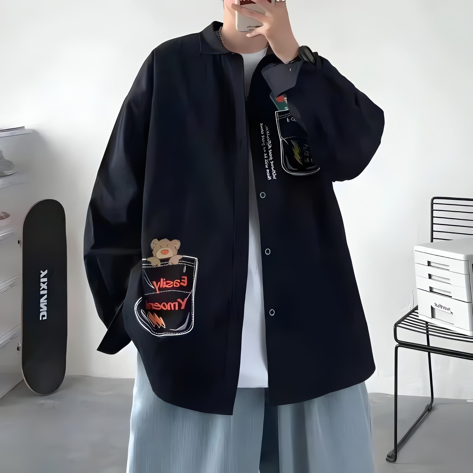 Bear & Skateboard Detailed Shirt - KAYSMAR