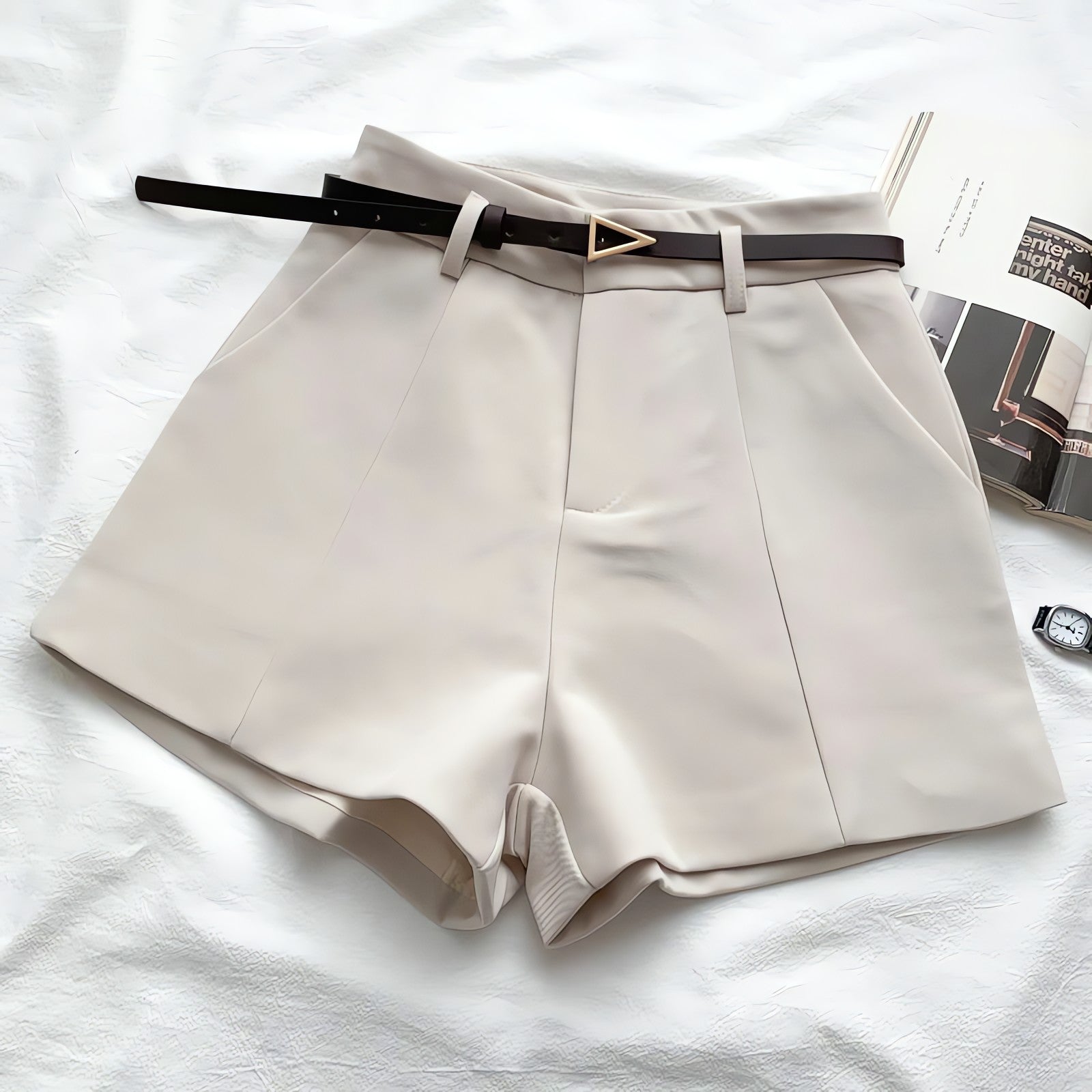 Belted High Waisted Shorts