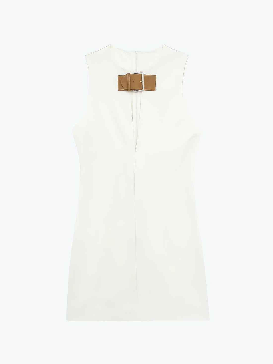 Belted Plunge Neck Mini Dress - KAYSMAR