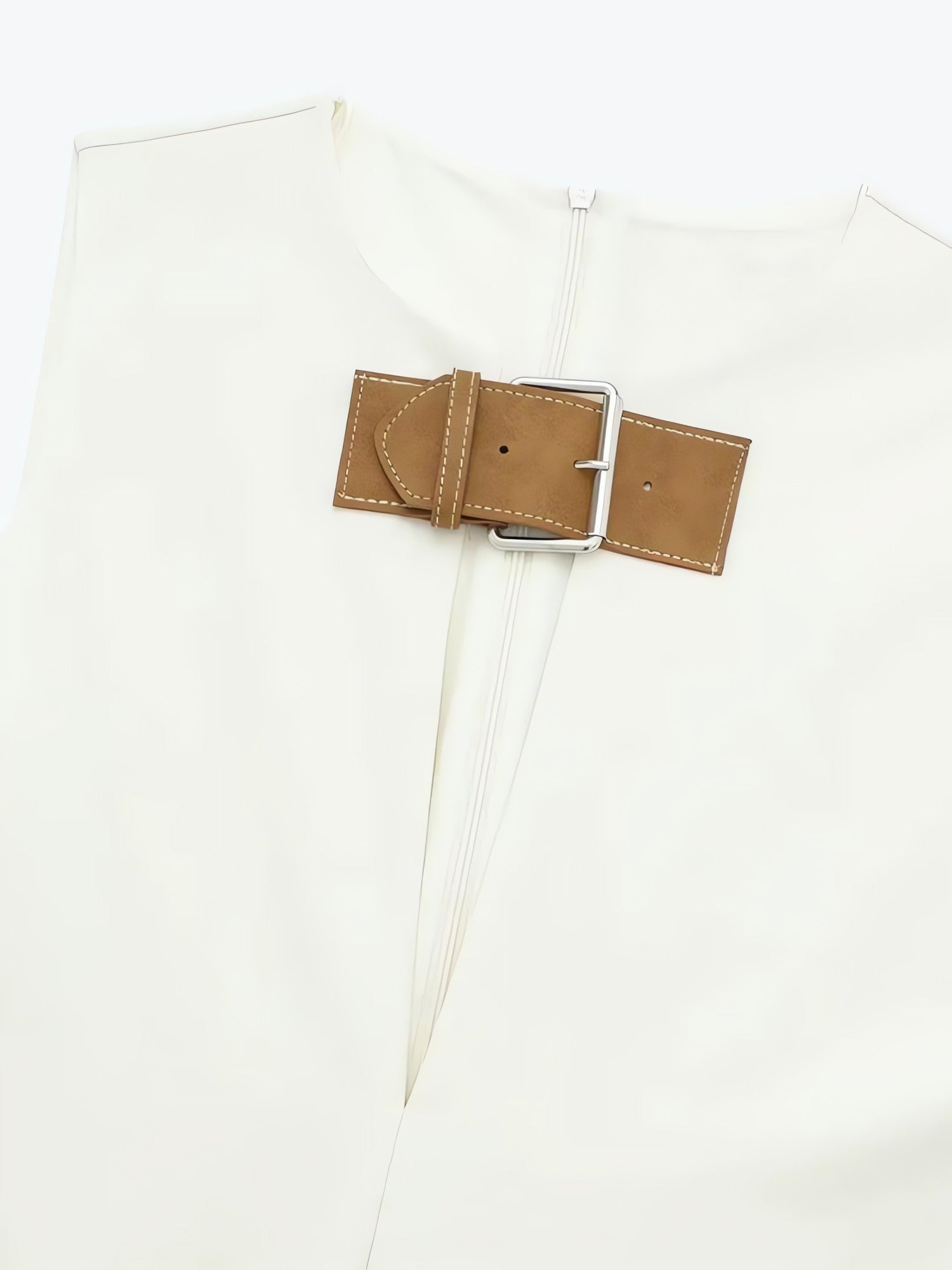 Belted Plunge Neck Mini Dress - KAYSMAR