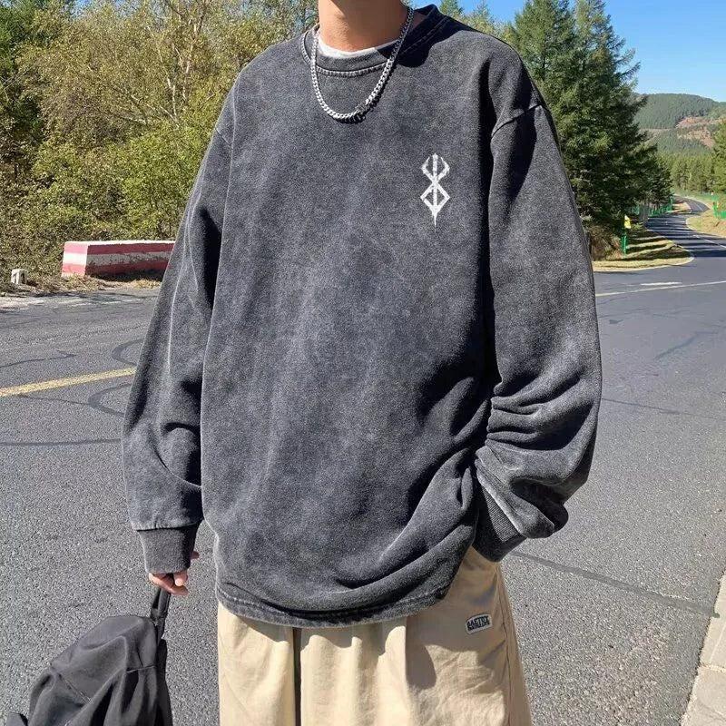Berserk Printed Distressed Unisex Sweatshirt - KAYSMAR