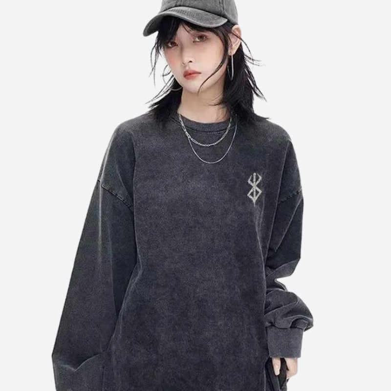 Berserk Printed Distressed Unisex Sweatshirt - KAYSMAR
