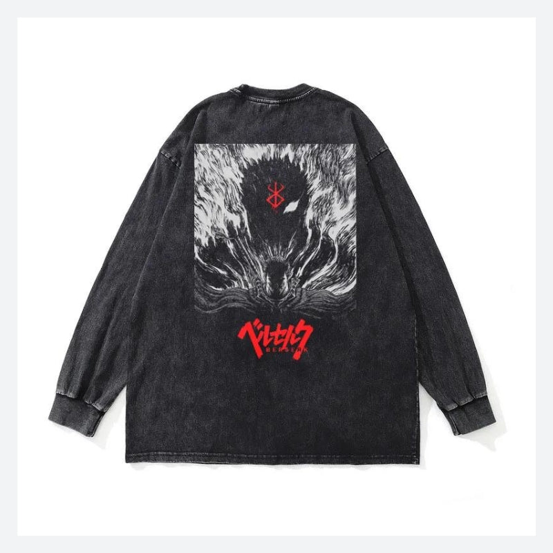 Berserk Printed Distressed Unisex Sweatshirt - KAYSMAR