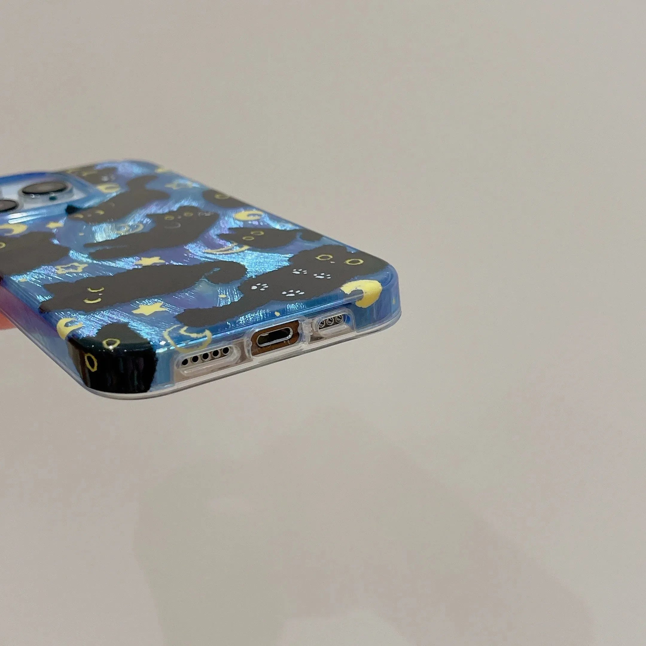 Black Cat Phone Case with Charm