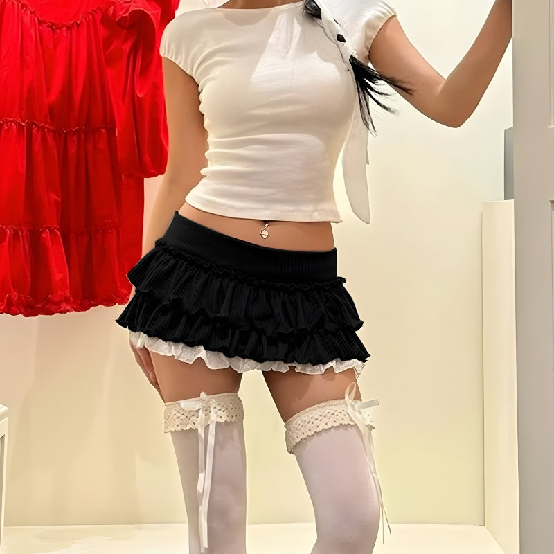 Black Coquette Mini Skirt - KAYSMAR