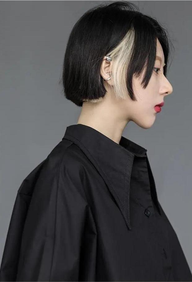 Black Korean Asymmetric Shirt - KAYSMAR
