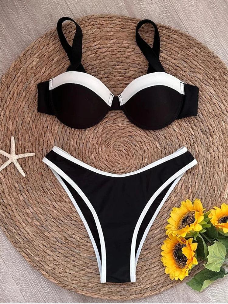 Black & White Contrast Bikini Set - KAYSMAR