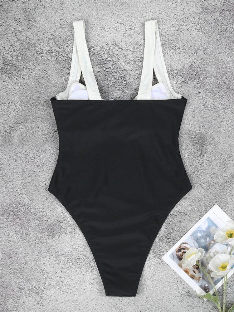 Black & White High Leg Swimsuit - KAYSMAR