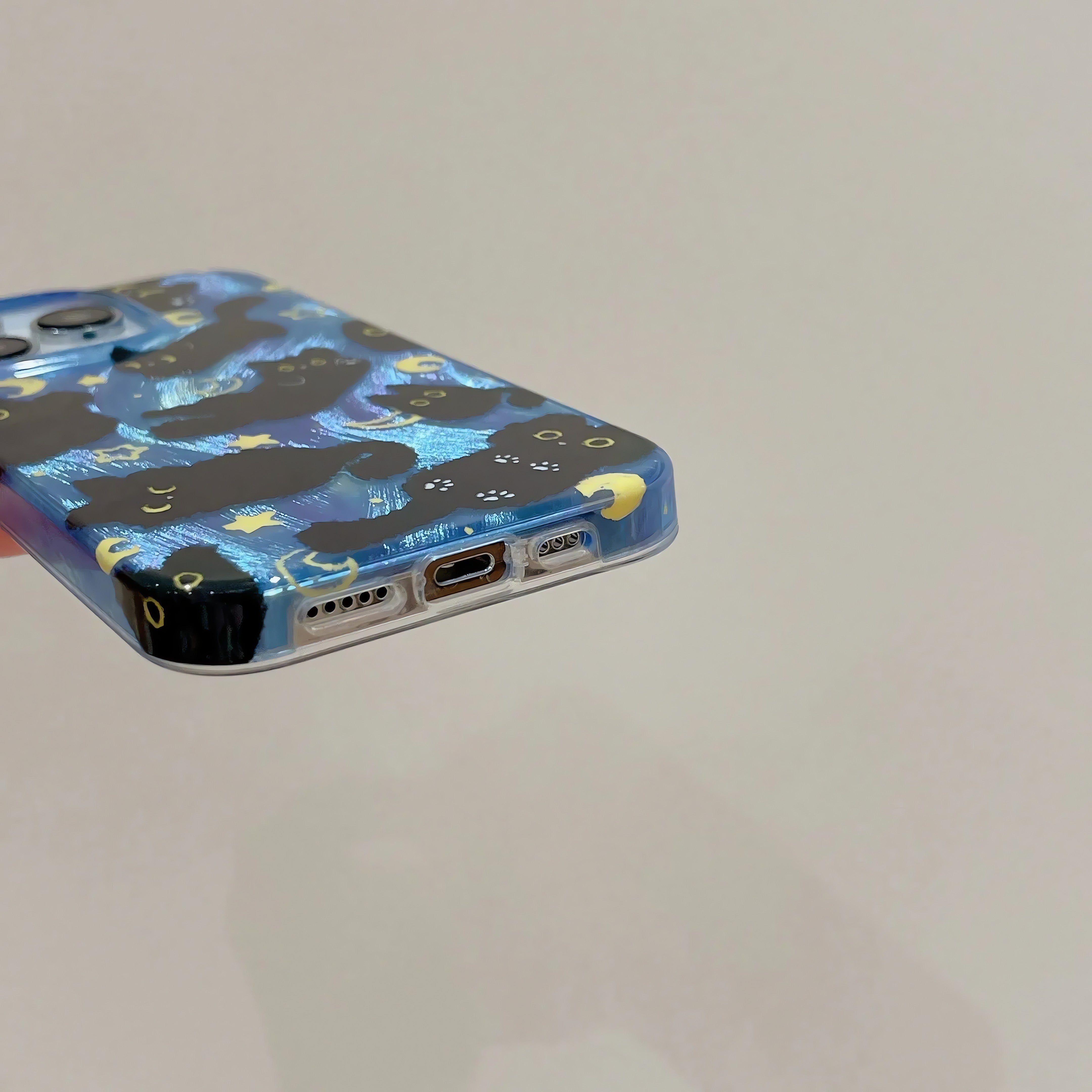 Black Cat Phone Case with Charm