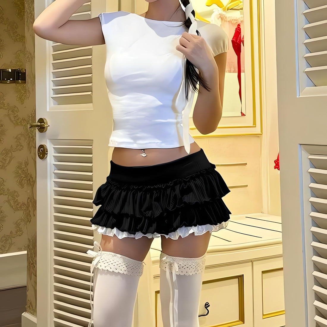 Black Coquette Mini Skirt - KAYSMAR