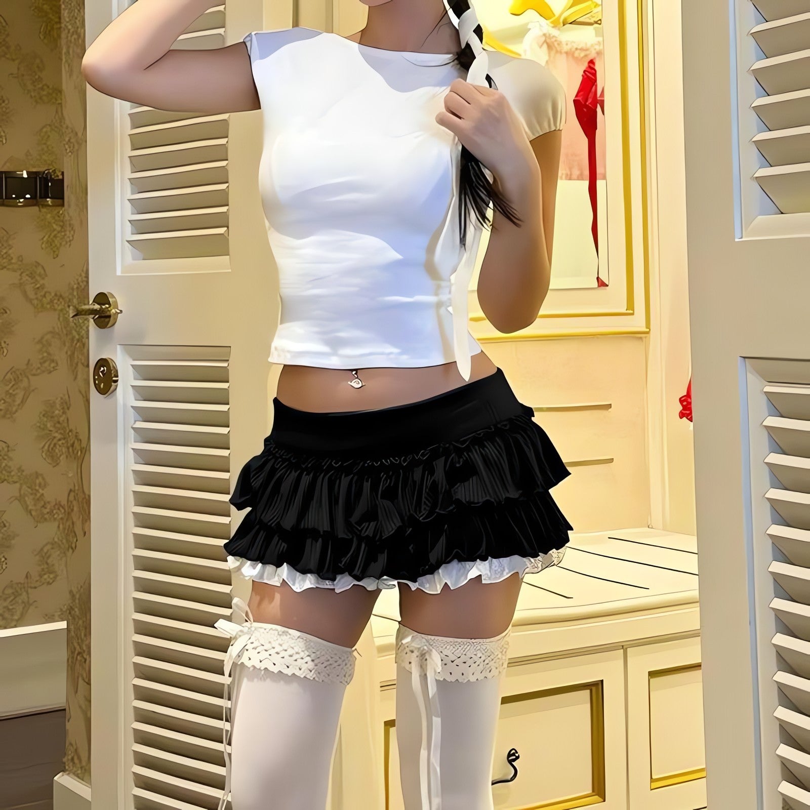 Black Coquette Mini Skirt - KAYSMAR