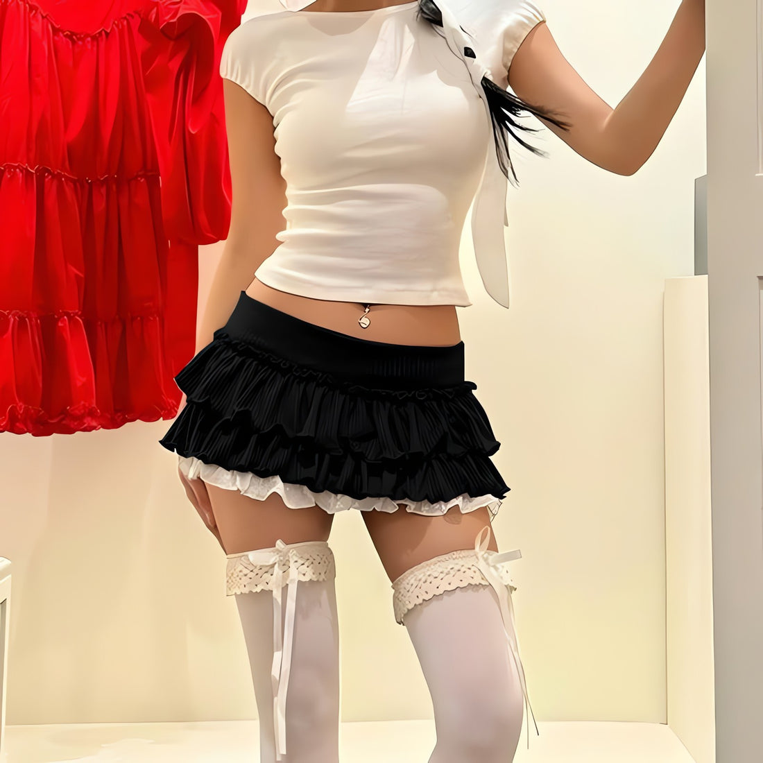 Black Coquette Mini Skirt - KAYSMAR