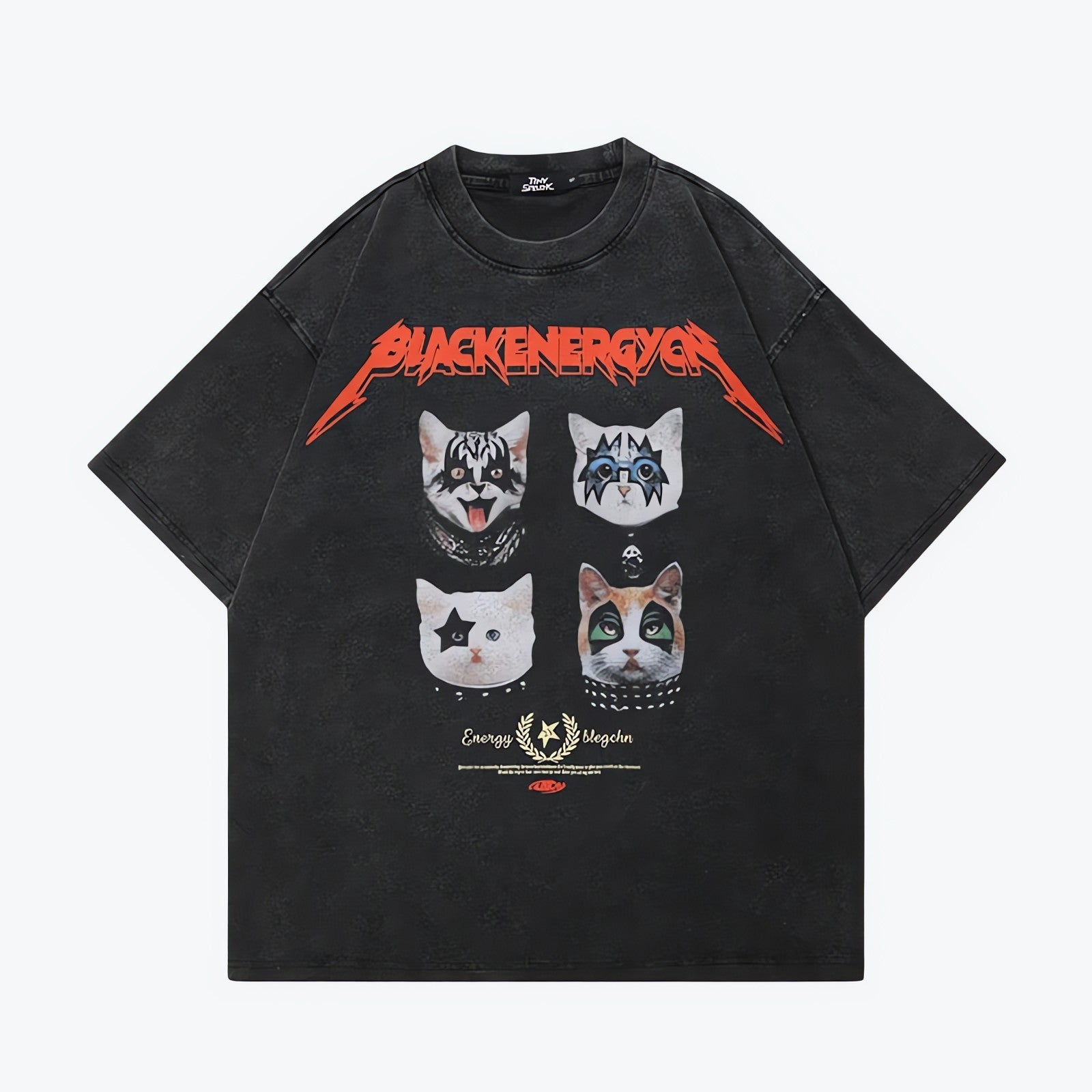 Black Energy Cat Band Tee - KAYSMAR