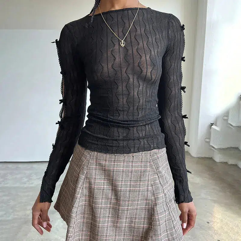 Bow Sleeve Sheer Top - KAYSMAR