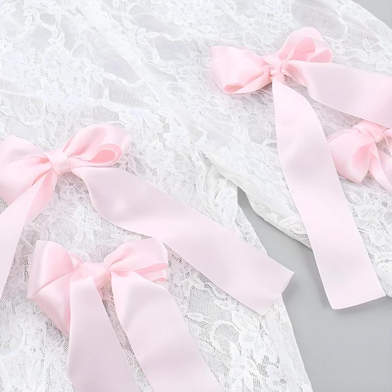 Bow Transparent Lace Flare Pants - KAYSMAR