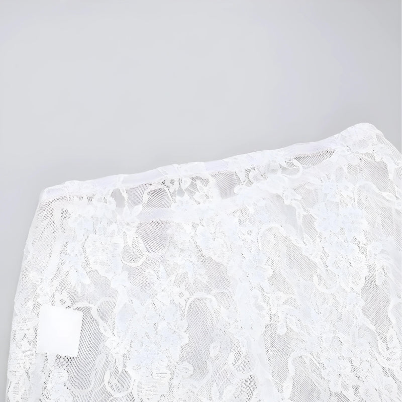 Bow Transparent Lace Flare Pants - KAYSMAR