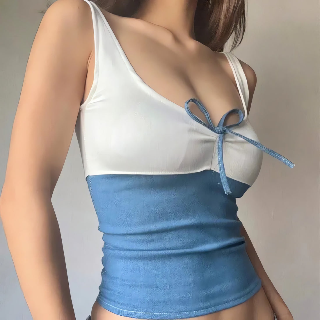 Bow Plunge Neck Top
