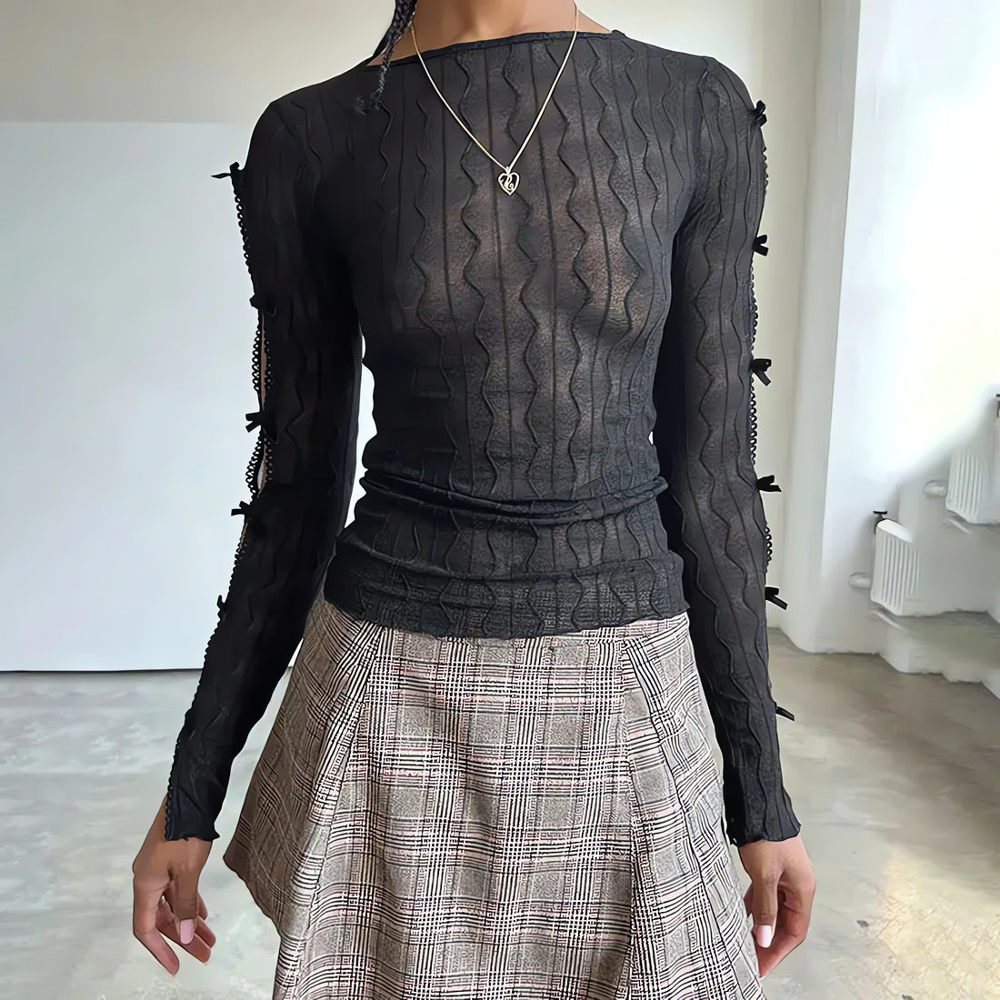 Bow Sleeve Sheer Top - KAYSMAR