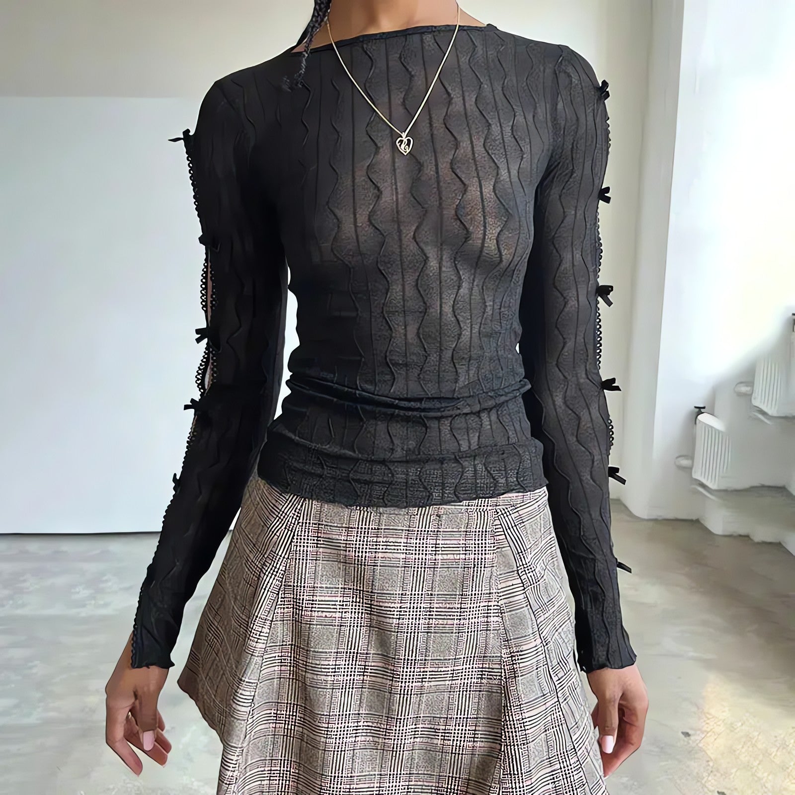 Bow Sleeve Sheer Top - KAYSMAR