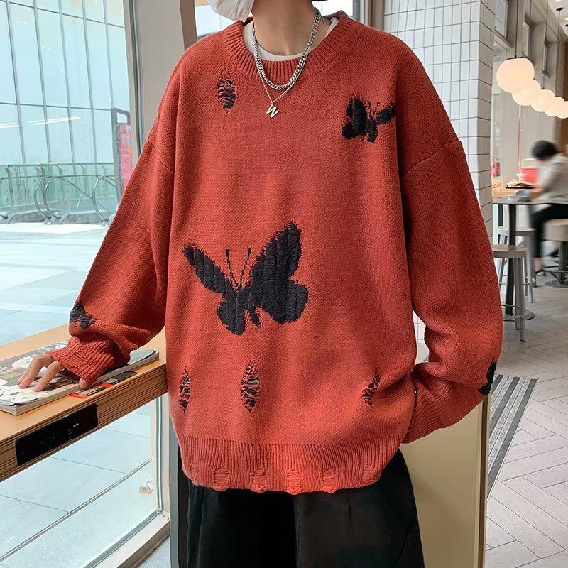 Butterfly Distressed Knitted Sweater - KAYSMAR
