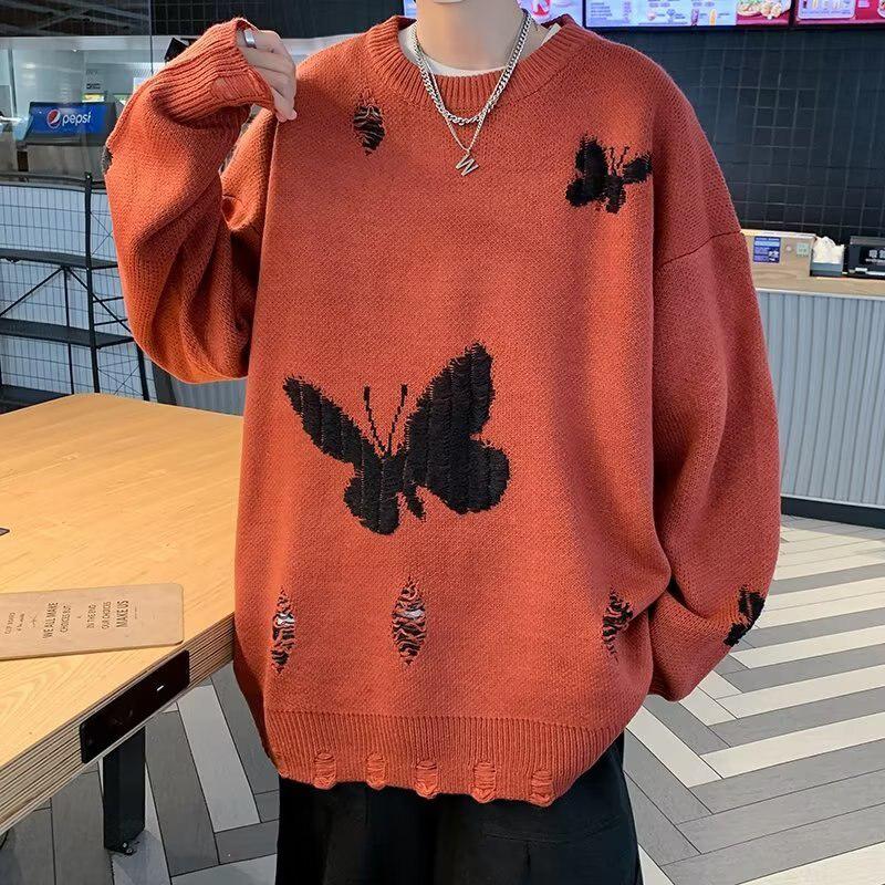 Butterfly Distressed Knitted Sweater - KAYSMAR