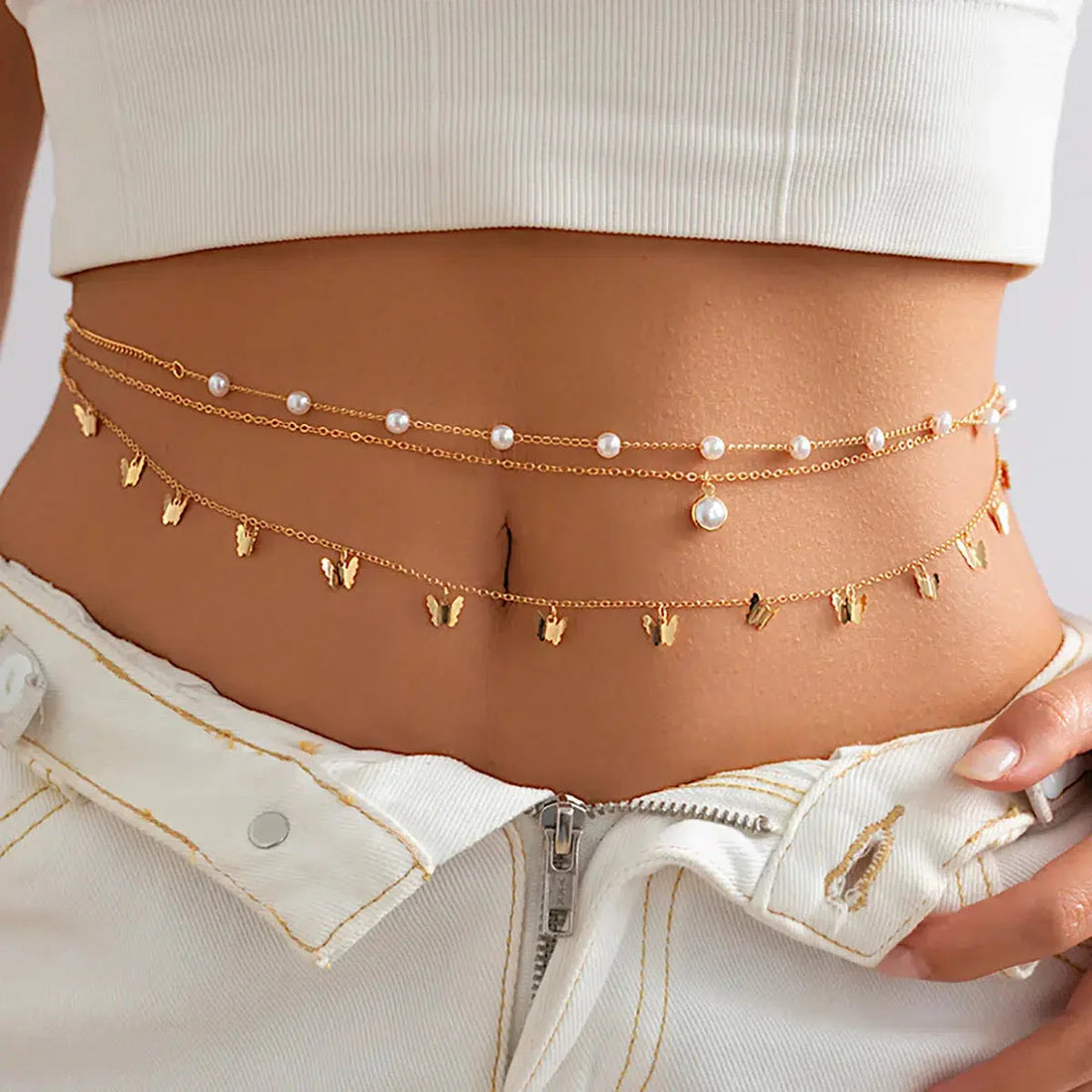 Butterfly Layered Beaded Belly Chain - KAYSMAR