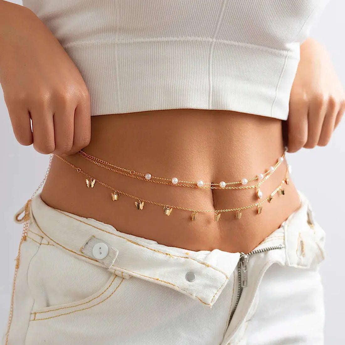 Butterfly Layered Beaded Belly Chain - KAYSMAR