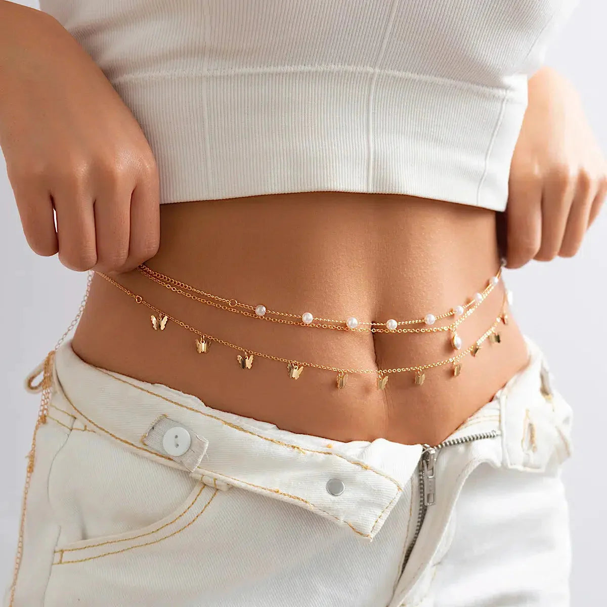 Butterfly Layered Beaded Belly Chain - KAYSMAR