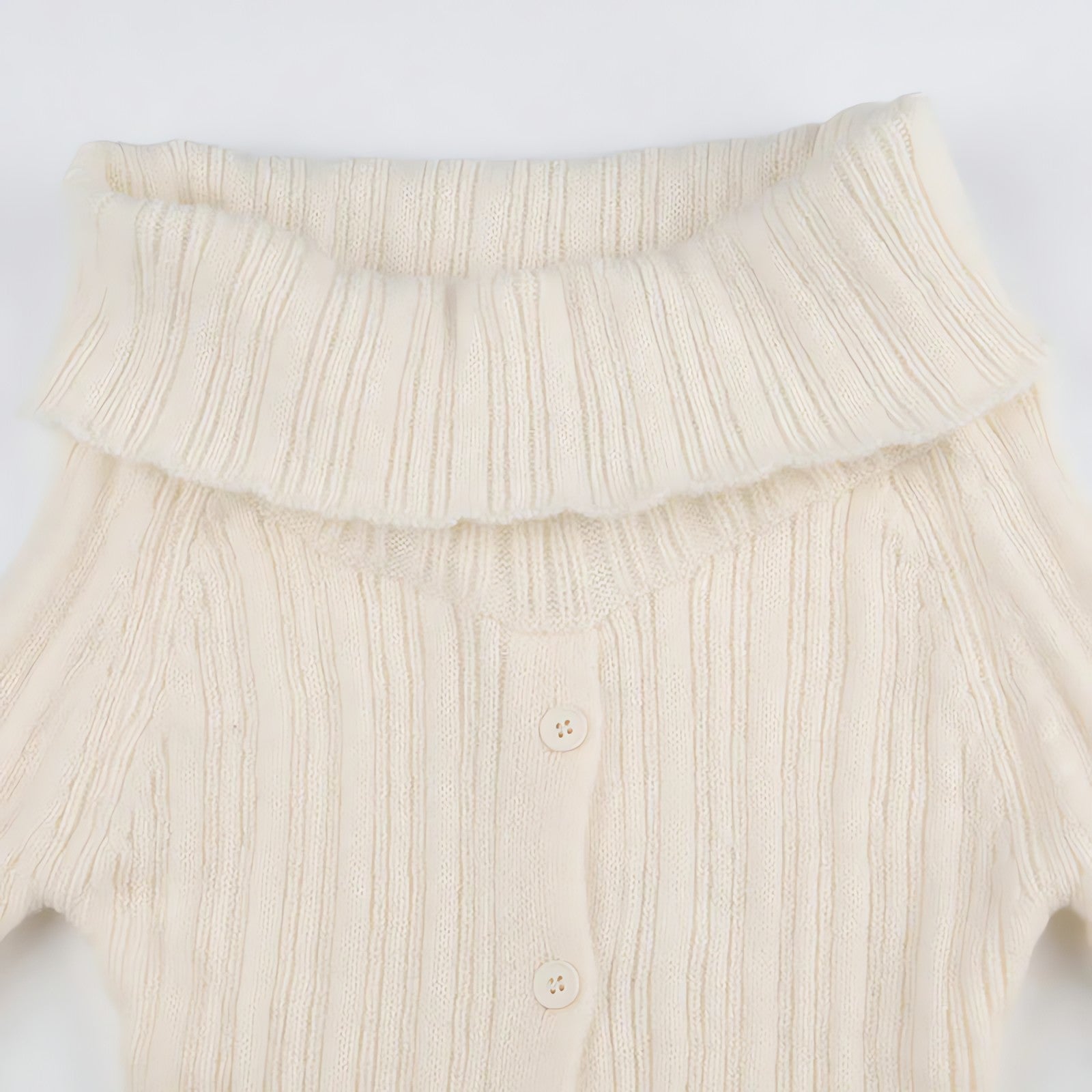 Button Up Off Shoulder Knitted Top