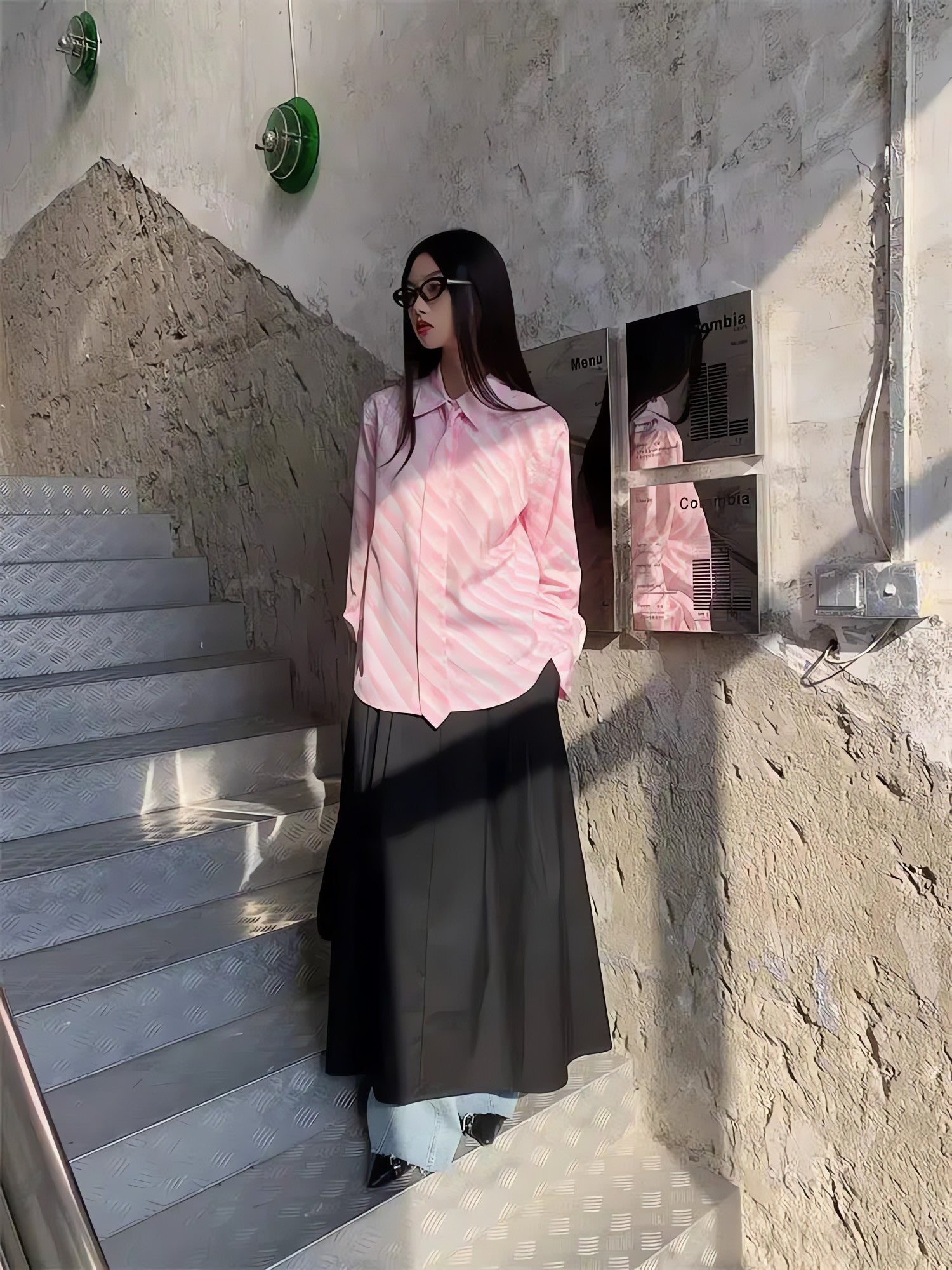 Button-Up Striped Shirt With Striped Tie - KAYSMAR