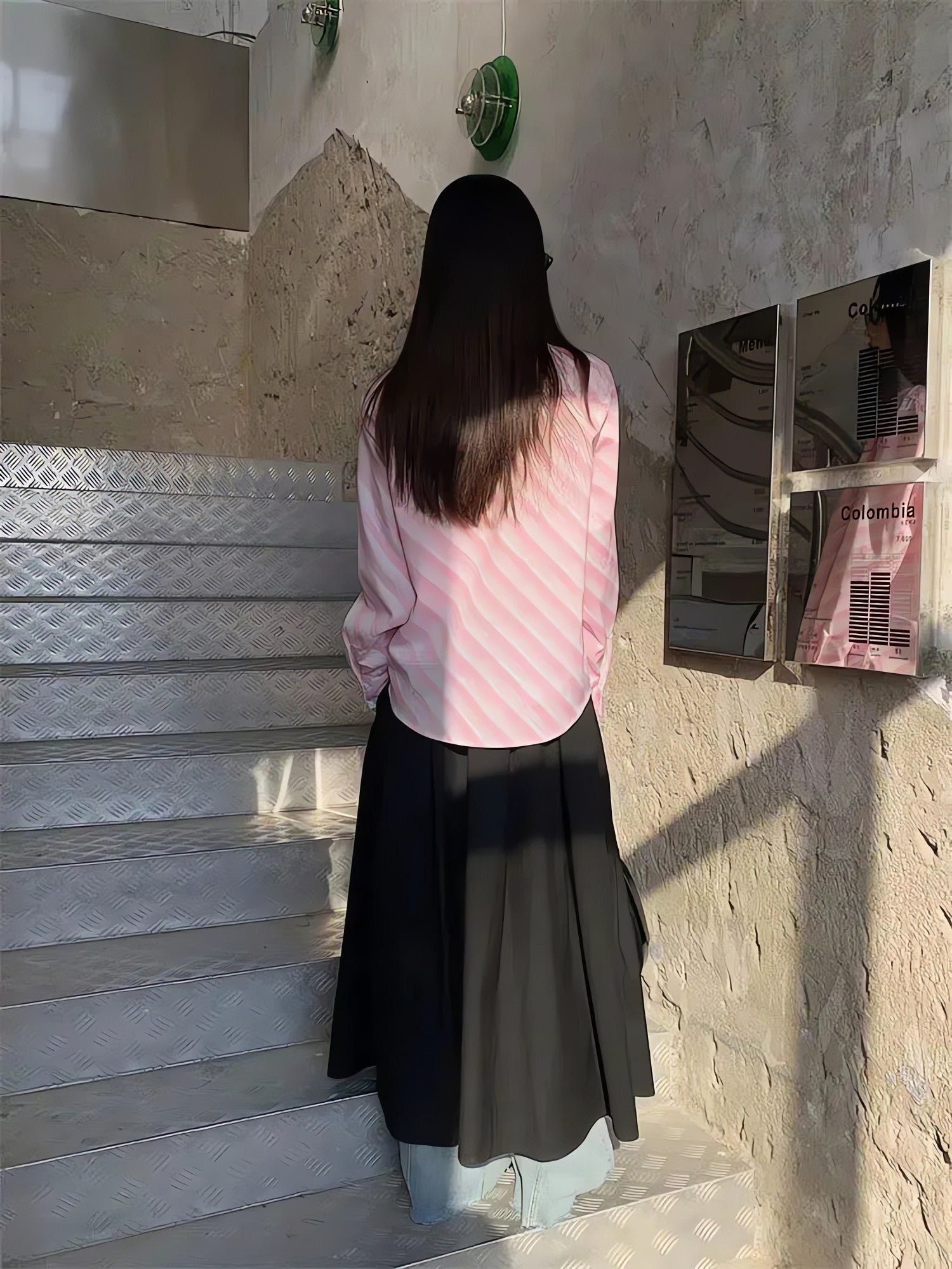 Button-Up Striped Shirt With Striped Tie - KAYSMAR