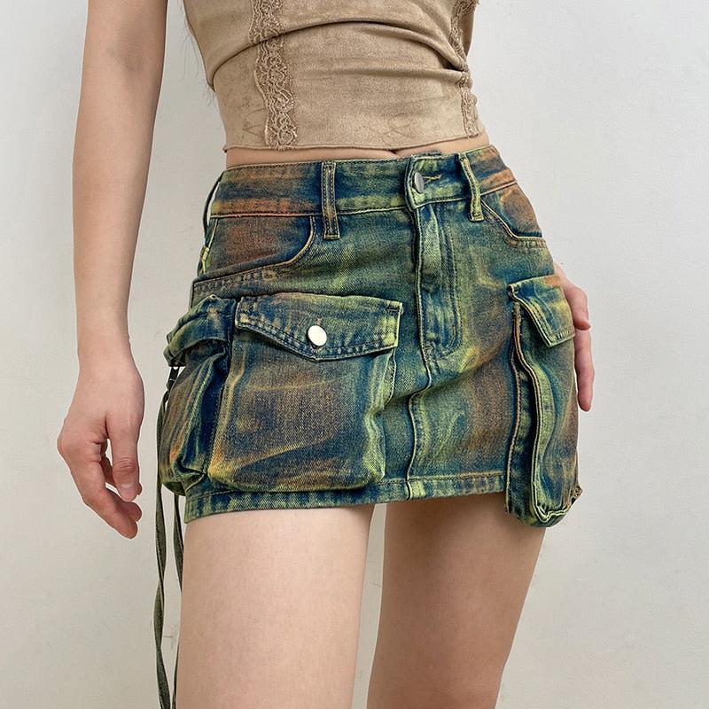 Cargo Denim Mini Skirt - KAYSMAR