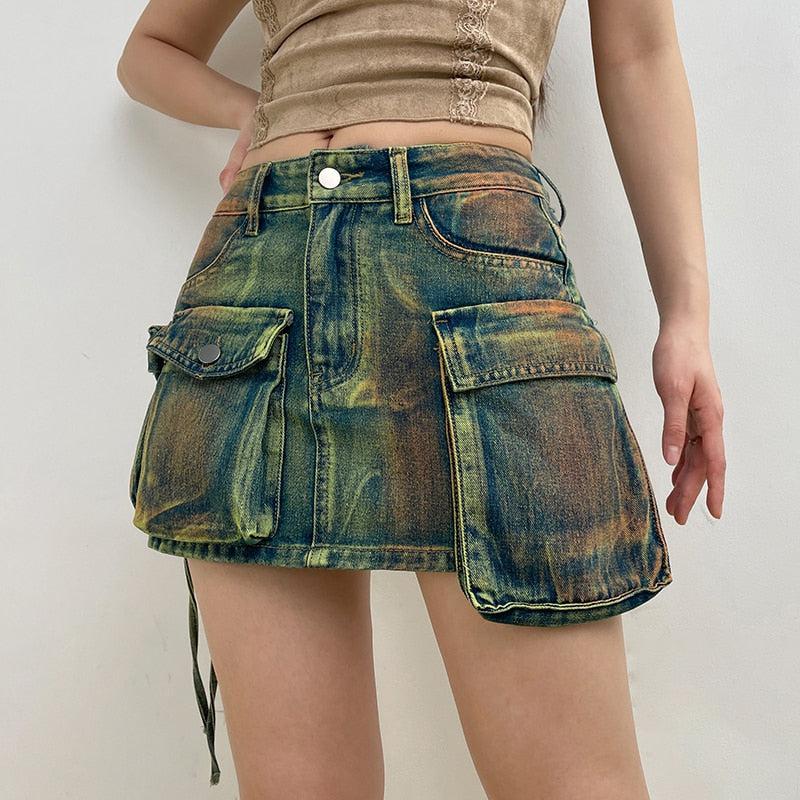 Cargo Denim Mini Skirt - KAYSMAR