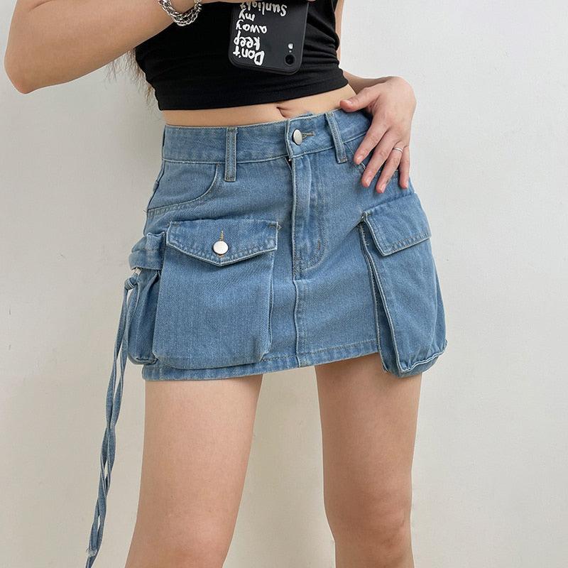 Cargo Denim Mini Skirt - KAYSMAR
