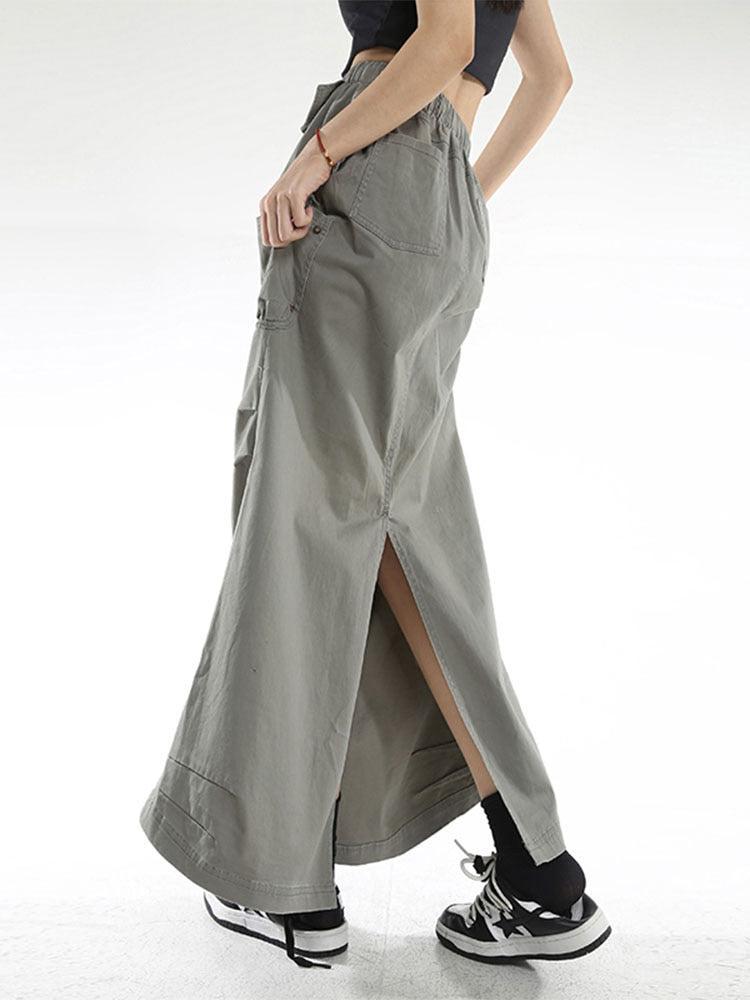 Cargo Pockets Parachute Maxi Skirt - KAYSMAR