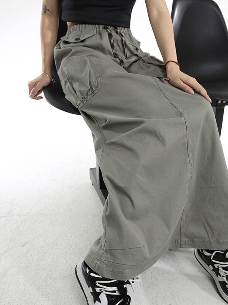 Cargo Pockets Parachute Maxi Skirt - KAYSMAR