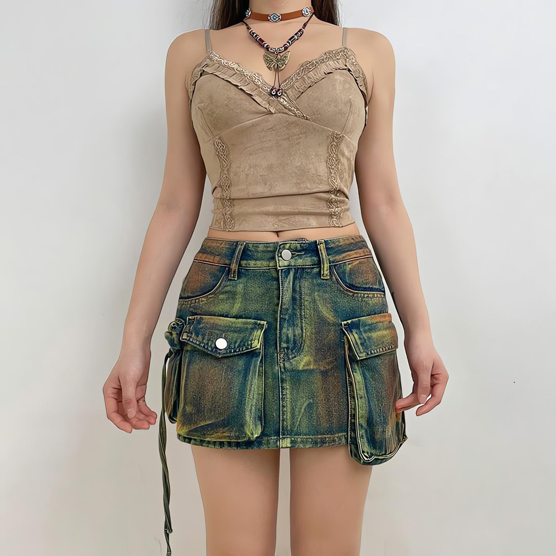 Cargo Denim Mini Skirt - KAYSMAR