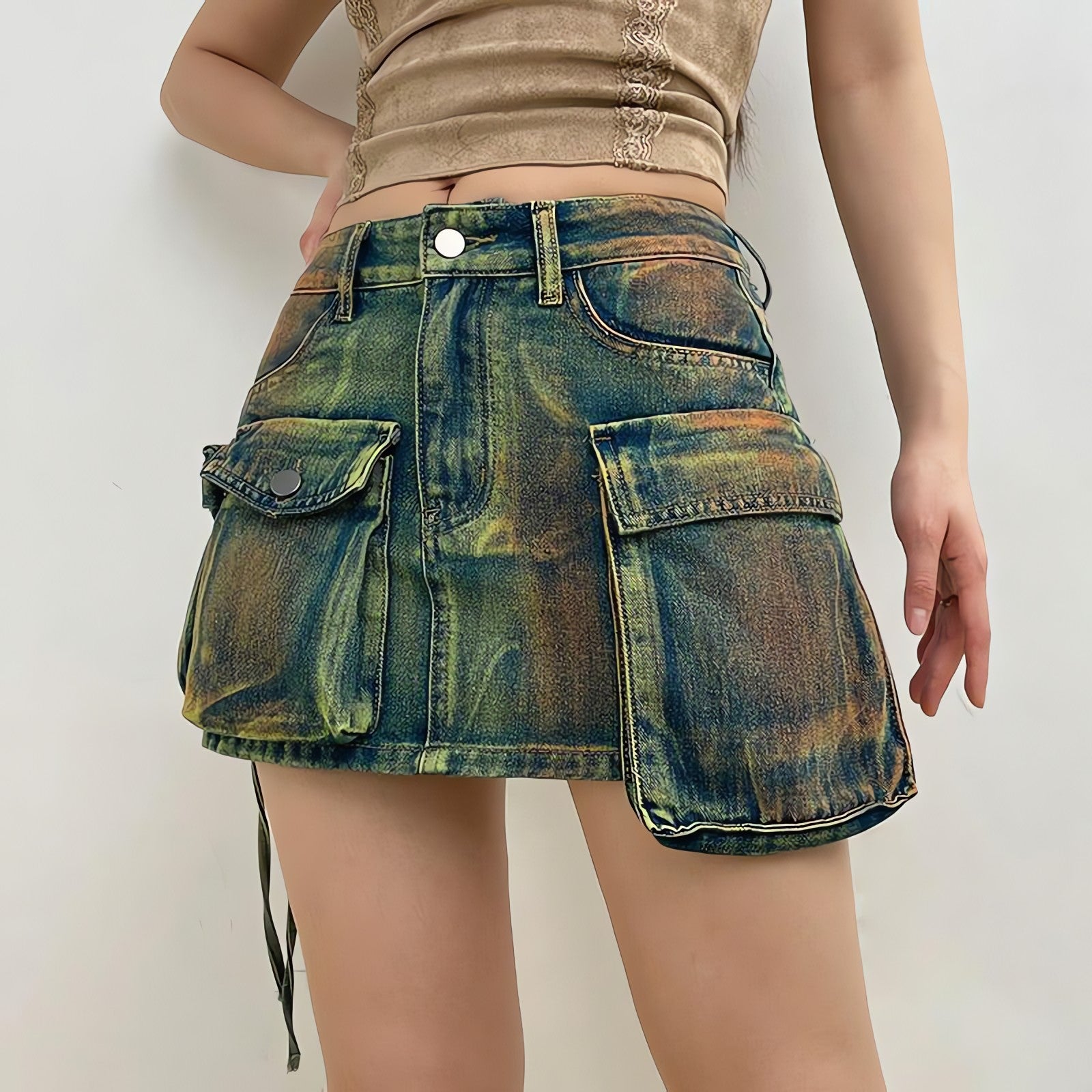 Cargo Denim Mini Skirt - KAYSMAR