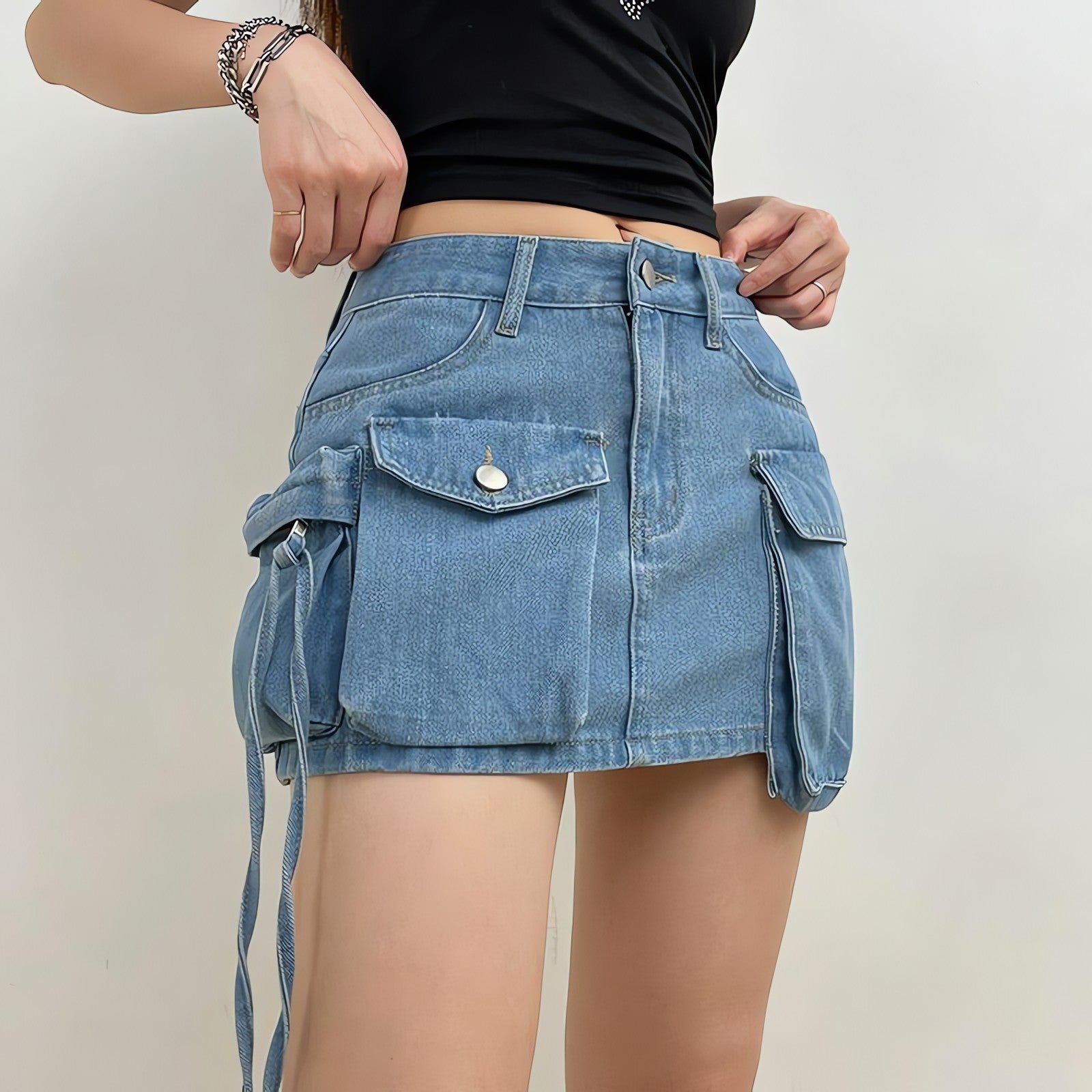 Cargo Denim Mini Skirt - KAYSMAR