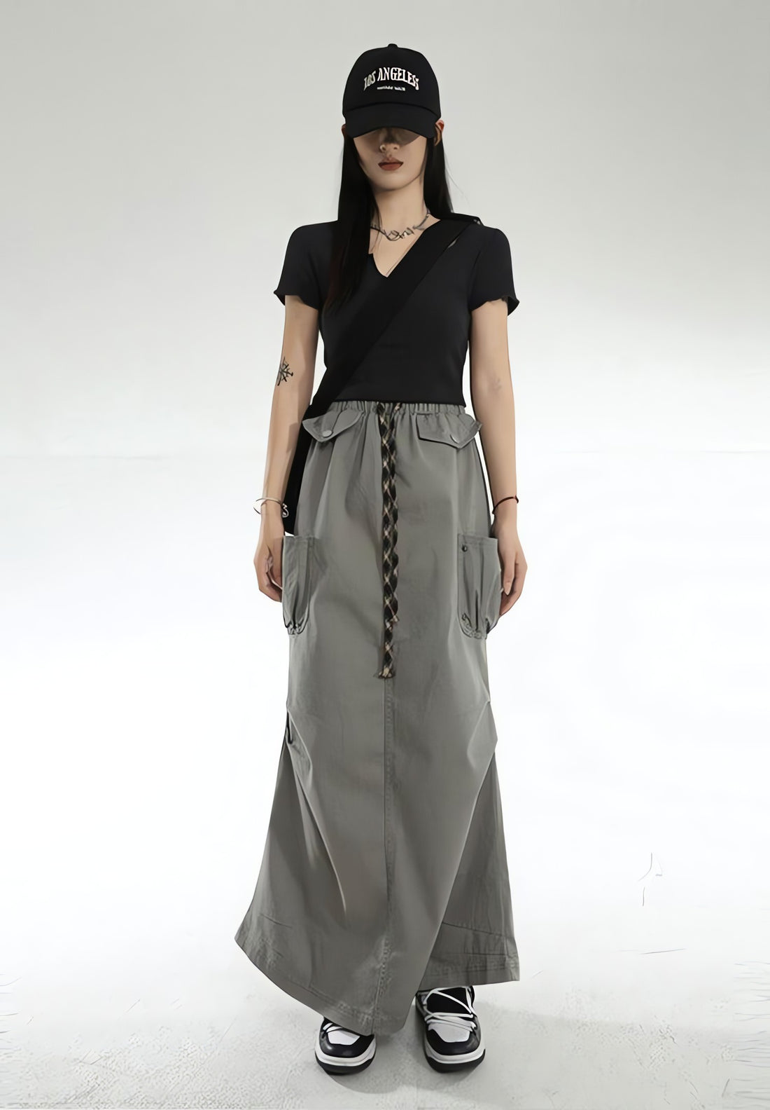 Cargo Pockets Parachute Maxi Skirt - KAYSMAR