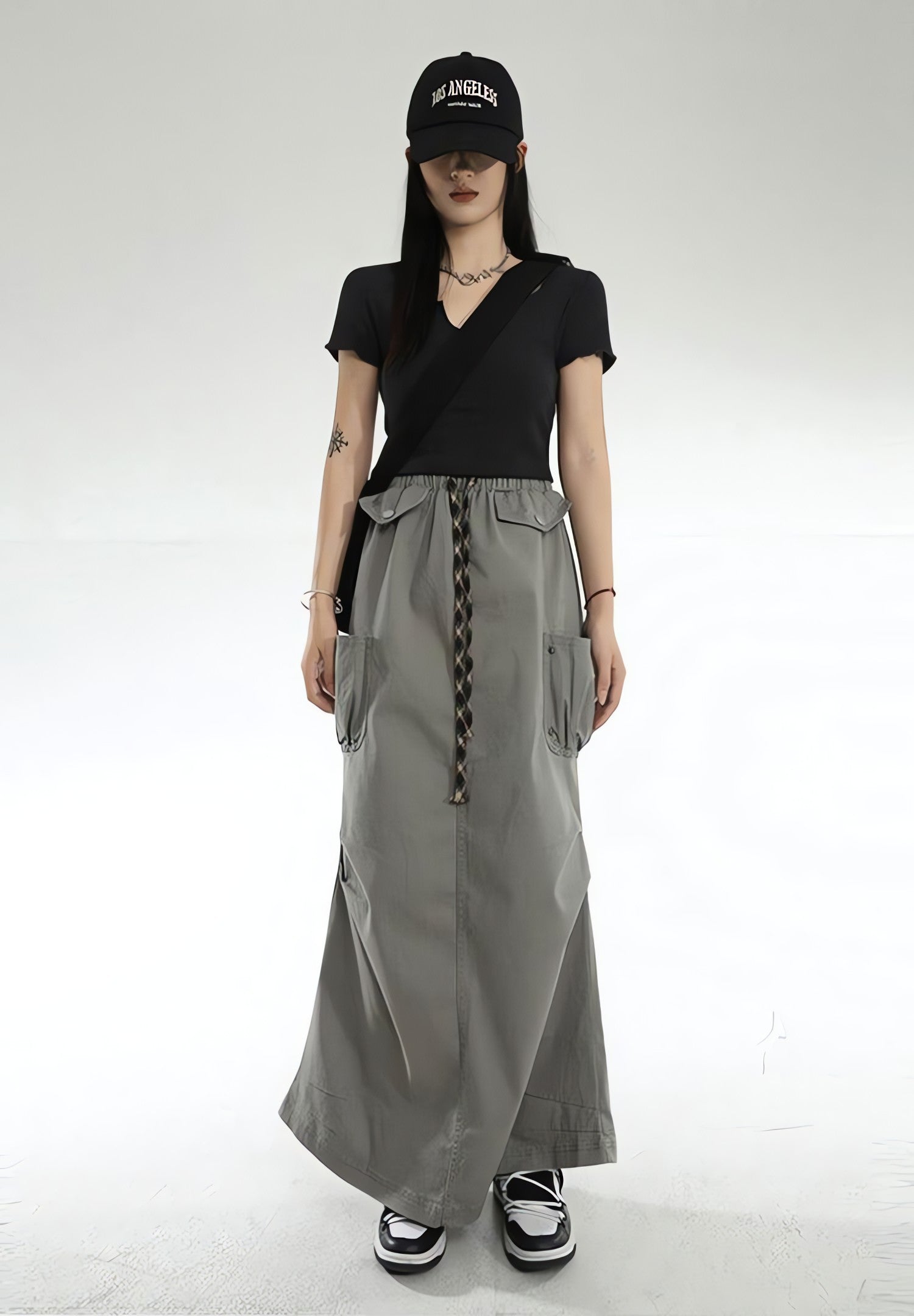 Cargo Pockets Parachute Maxi Skirt - KAYSMAR