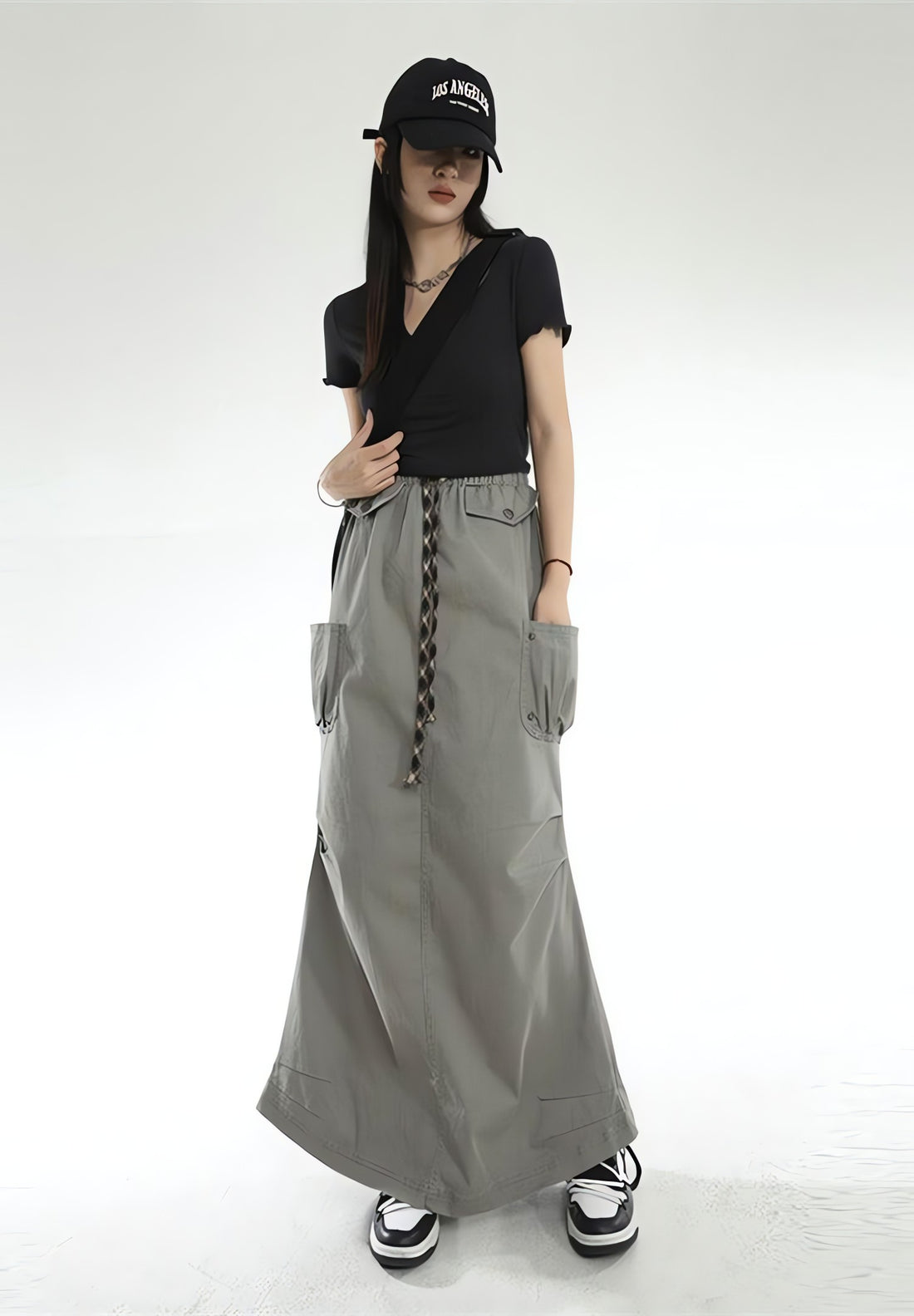 Cargo Pockets Parachute Maxi Skirt - KAYSMAR