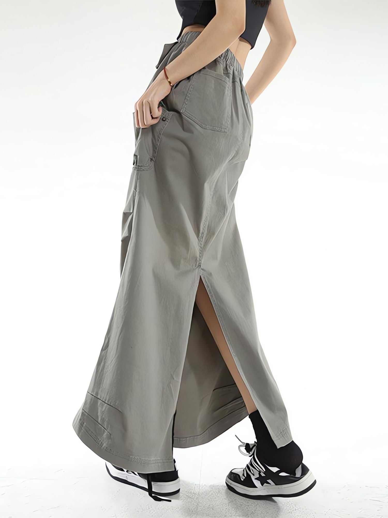 Cargo Pockets Parachute Maxi Skirt - KAYSMAR