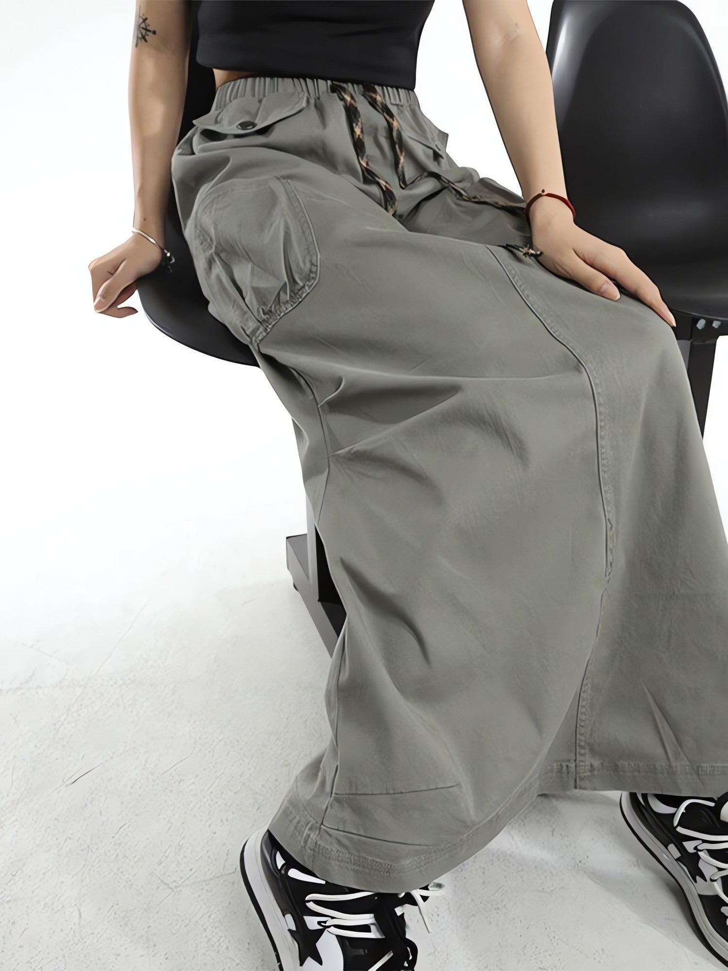 Cargo Pockets Parachute Maxi Skirt - KAYSMAR