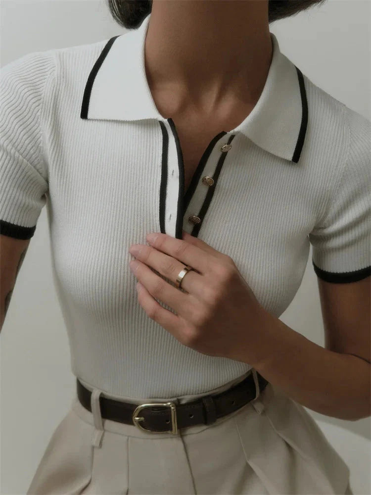 Casual Contrast Corduroy Top - KAYSMAR