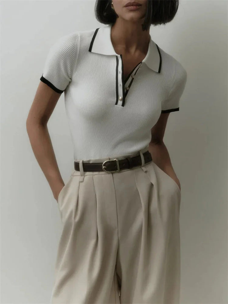 Casual Contrast Corduroy Top - KAYSMAR